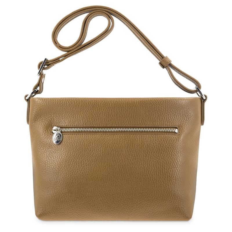 El potro Bolso suave bandolera de 3 cremalleras mujer en piel vacuno color cuero - I R I S Ventas relámpago