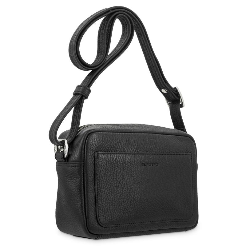 El potro Bolso bandolera pequeño con cremallera en piel vacuno color negro - I R I S Tienda