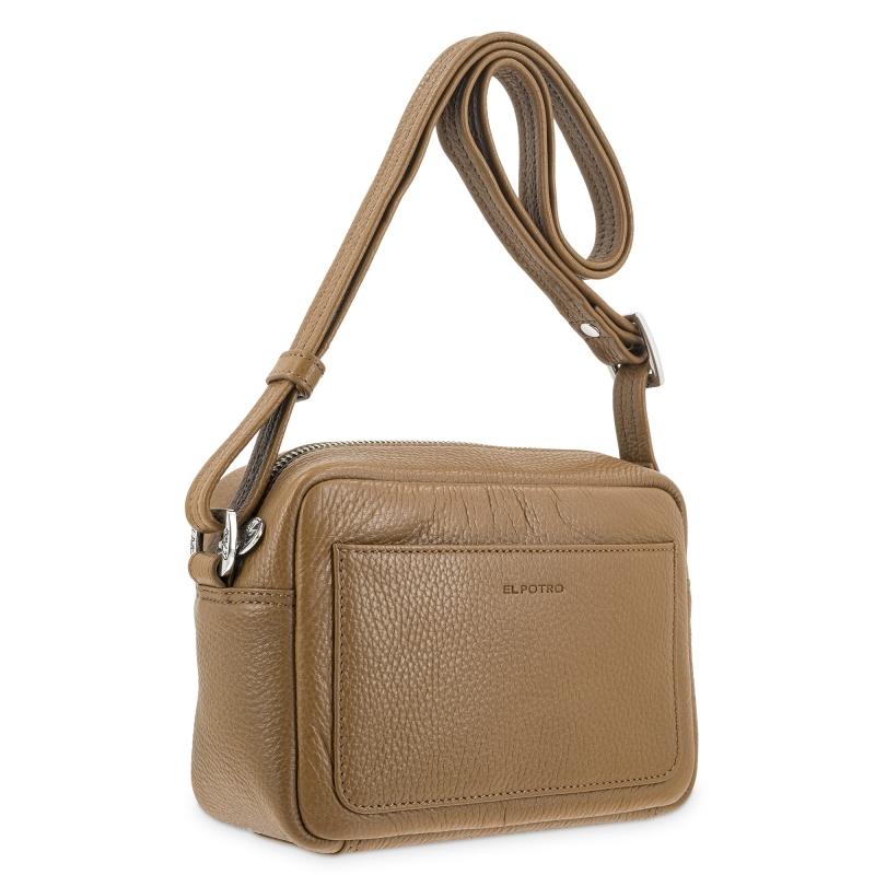 El potro Bolso bandolera pequeño con cremallera en piel vacuno color cuero - I R I S Tienda