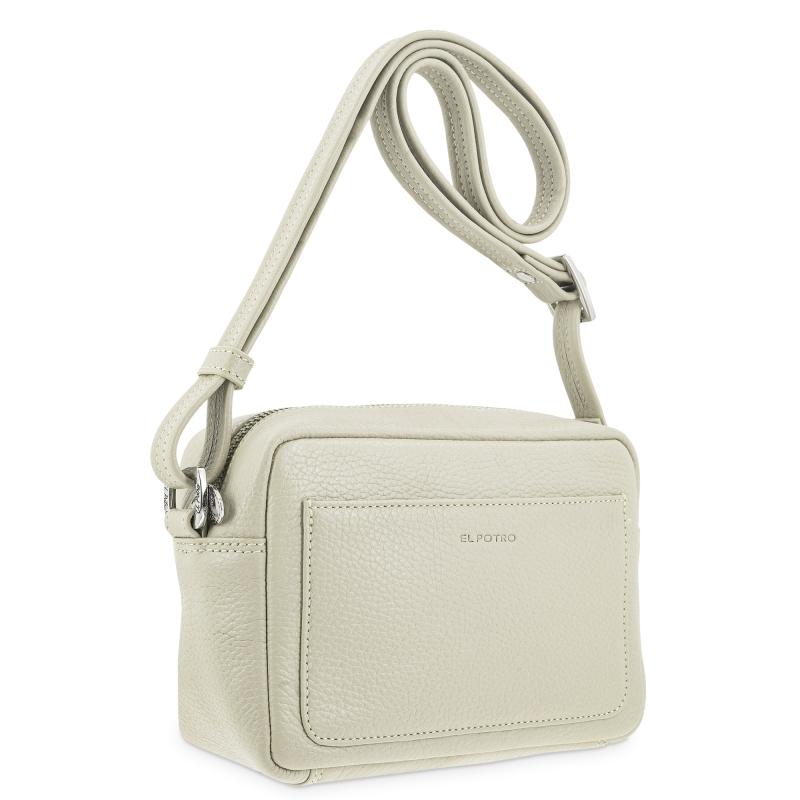 El potro Bolso bandolera pequeño con cremallera en piel vacuno color beige - I R I S Liquidación