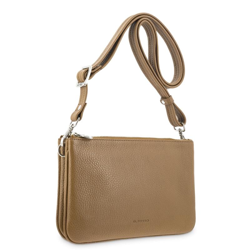 El potro Bolso bandolera pequeño 2 cremalleras piel vacuno color cuero-I R I S Rebajas online