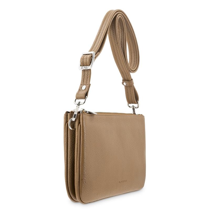 El potro Bolso bandolera pequeño 2 cremalleras piel vacuno color cuero-I R I S Rebajas online