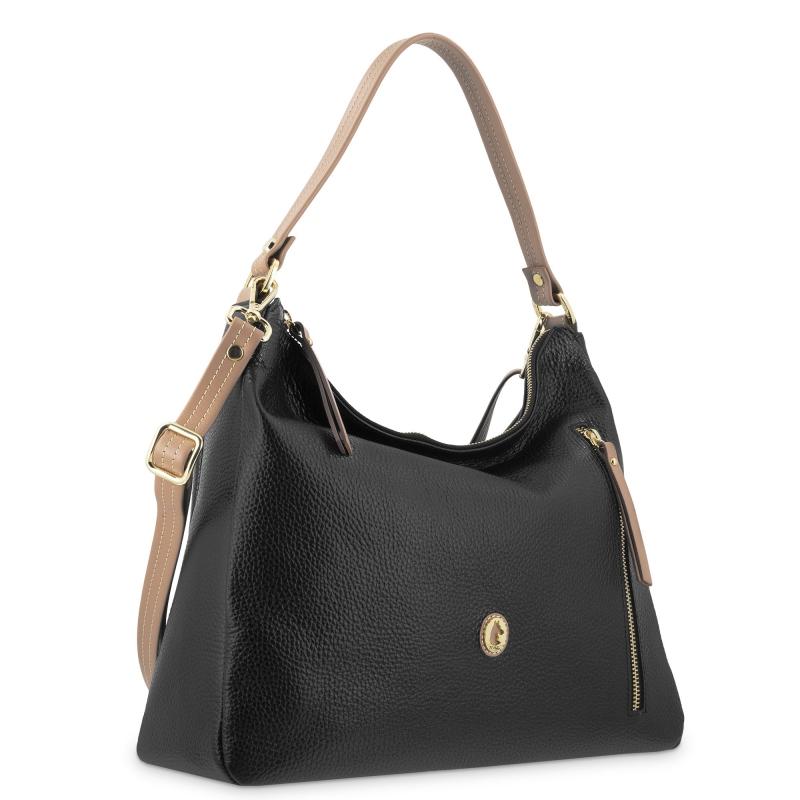 El potro Bolso Hobo grande de mujer en piel vacuno color negro- Oasis Oferta especial de fábrica
