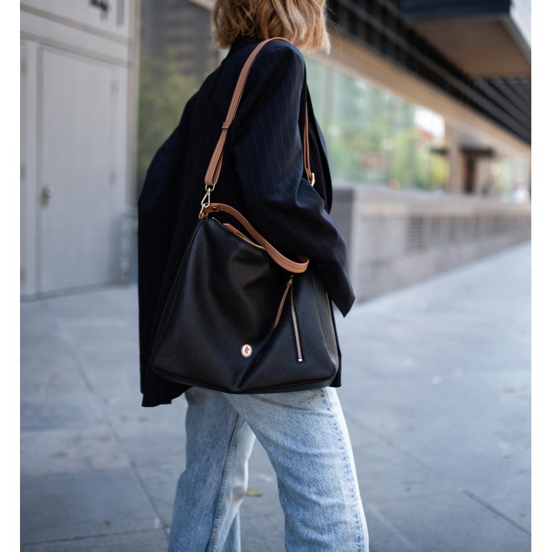 El potro Bolso Hobo grande de mujer en piel vacuno color negro- Oasis Oferta especial de fábrica