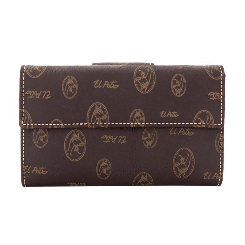 El potro Cartera mujer en lona y piel vacuno color marrón-Lona Venta caliente