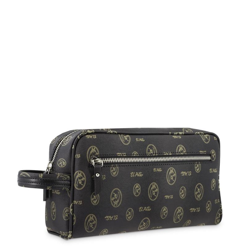 El potro Bolsa de aseo unisex lona y piel vacuno color negro - Vintage Liquidación