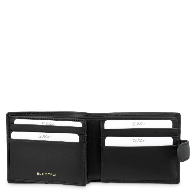 El potro Cartera billetera tarjetero con monedero exterior en piel vacuno color negro-El Potro Rebajas de fin de temporada