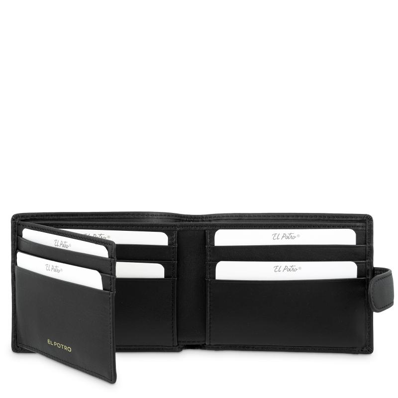 El potro Cartera billetera tarjetero con monedero exterior en piel vacuno color negro-El Potro Rebajas de fin de temporada