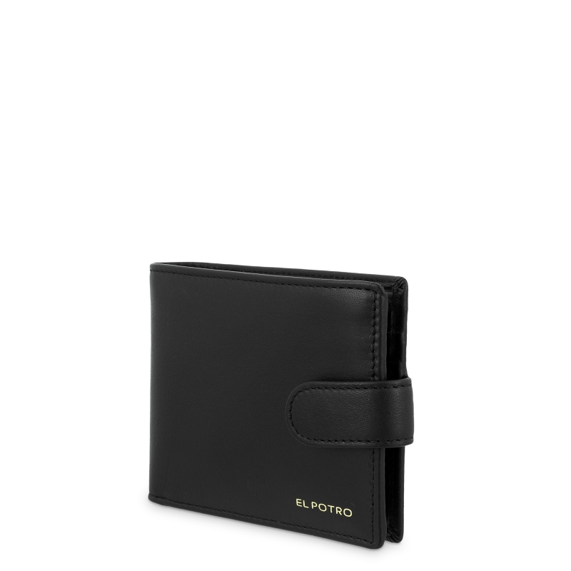El potro Cartera billetera tarjetero con monedero exterior en piel vacuno color negro-El Potro Rebajas de fin de temporada