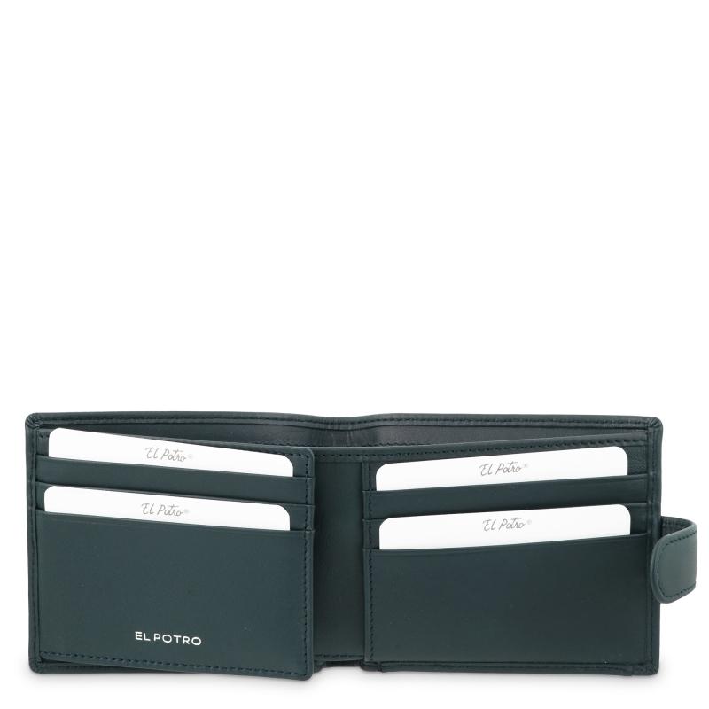 El potro Cartera billetera tarjetero con monedero exterior en piel vacuno color azul-El Potro Precio ultrabajo