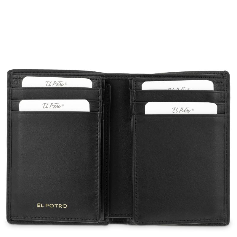 El potro Cartera billetera tarjetero grande de hombre en piel vacuno color negro - ELPOTRO Ofertas