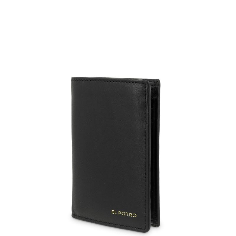 El potro Cartera billetera tarjetero grande de hombre en piel vacuno color negro - ELPOTRO Ofertas