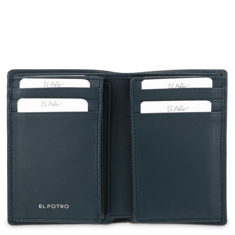 El potro Cartera billetera tarjetero grande de hombre en piel vacuno color azul- ELPOTRO Venta caliente