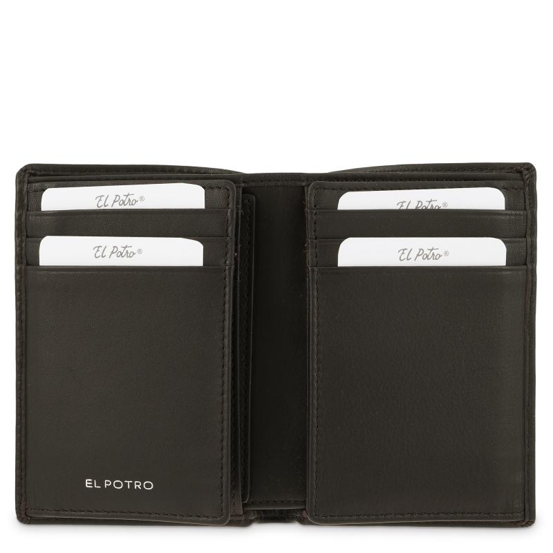 El potro Cartera billetera tarjetero grande de hombre en piel vacuno color marrón- ELPOTRO En oferta