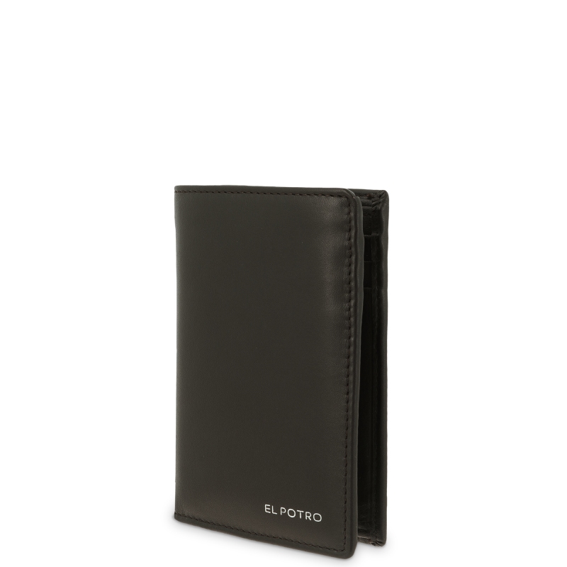 El potro Cartera billetera tarjetero grande de hombre en piel vacuno color marrón- ELPOTRO En oferta