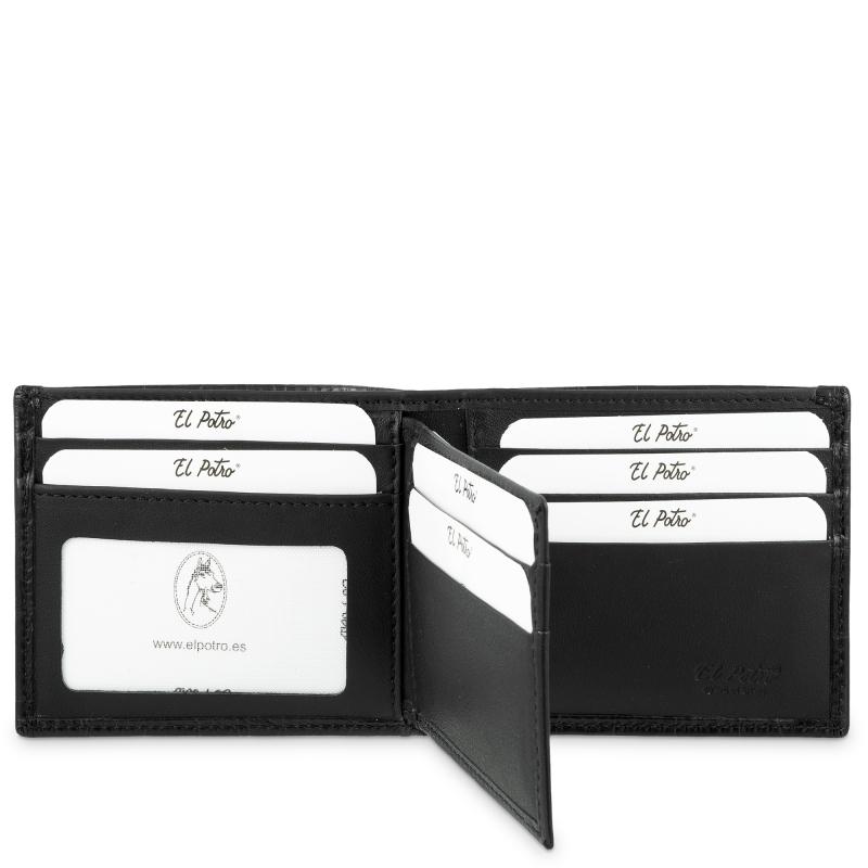 El potro Cartera billetera tarjetero hombre en piel vacuno color negro-Coco Gran oferta