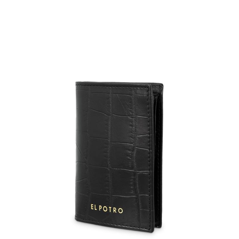 El potro Cartera hombre en piel vacuno color negro-Coco Rebajas de fábrica