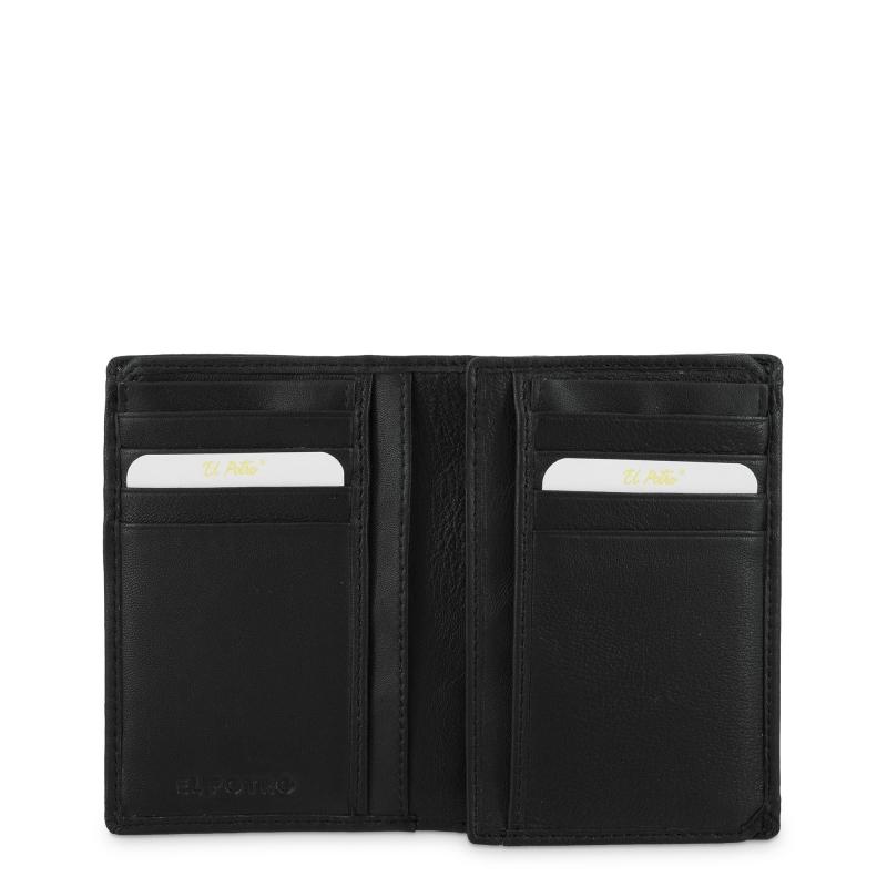 El potro Cartera grande con tarjeteros exterior hombre en piel vacuno color negro -Roma Envío internacional gratuito