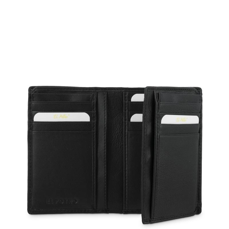 El potro Cartera grande con tarjeteros exterior hombre en piel vacuno color negro -Roma Envío internacional gratuito