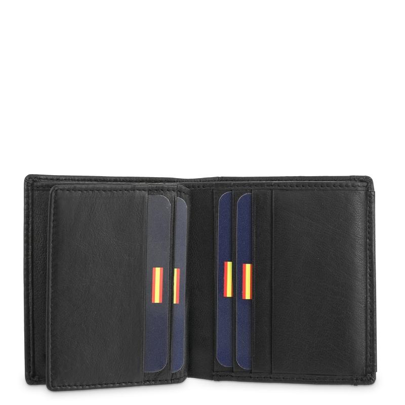 El potro Cartera monedero exterior y tarjeteros hombre en piel vacuno negro-Roma Precios de Black Friday