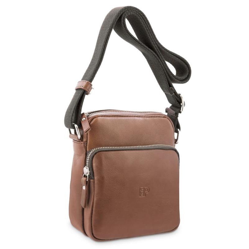 El potro Bolso Bandolera pequeño hombre en piel vacuno color cuero - Apache Oferta exclusiva