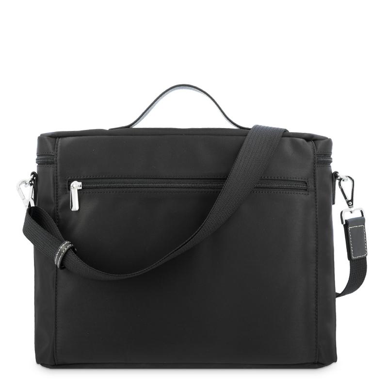El potro Carpeta unisex en lona negro y piel vacuno color negro-Paris Ofertas especiales