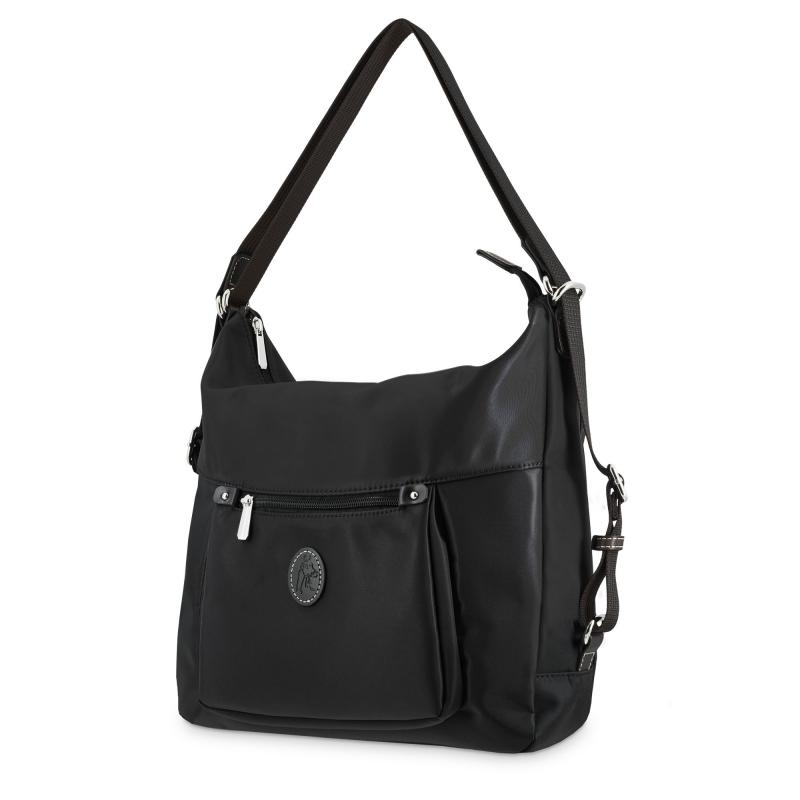 El potro Bolso convertible en mochilade mujer en lona y piel vacuno color negro-Paris Grandes ahorros