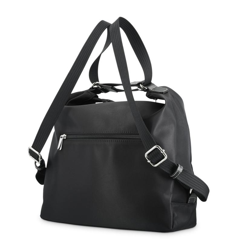 El potro Bolso convertible en mochilade mujer en lona y piel vacuno color negro-Paris Grandes ahorros