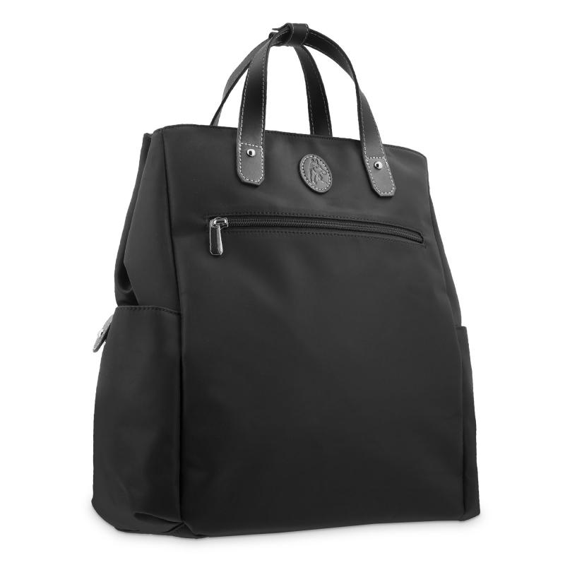 El potro Mochila bolso unisex en lona y piel vacuno negro-Paris Rebajas de fin de temporada