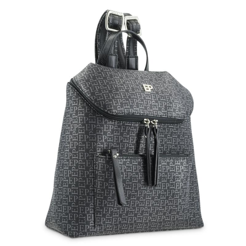 El potro Mochila mediana negro con print de logos-EL POTRO Precio ultrabajo