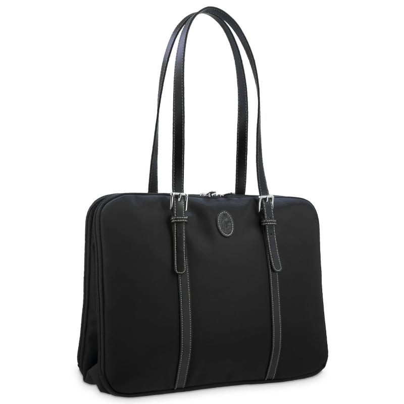El potro Bolso carpeta en lona negro y piel vacuno color negro-Paris Devoluciones gratuitas