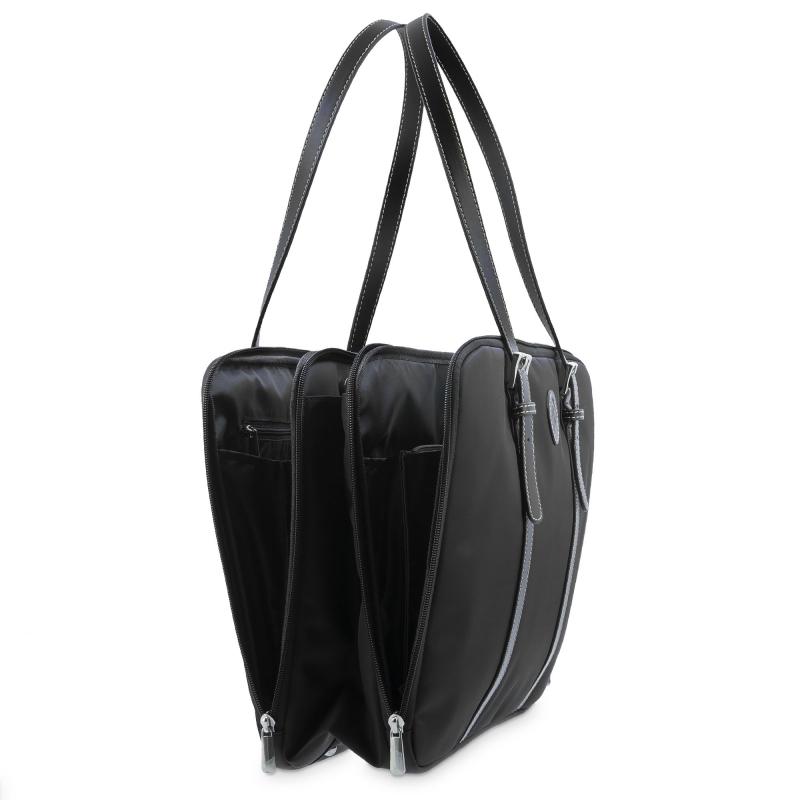 El potro Bolso carpeta en lona negro y piel vacuno color negro-Paris Devoluciones gratuitas