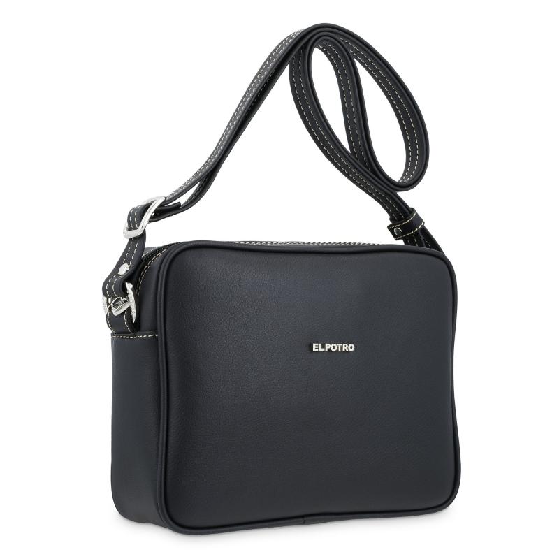 El potro Bolso bandolera pequeña mujer en lona color negro-Angula Oferta especial
