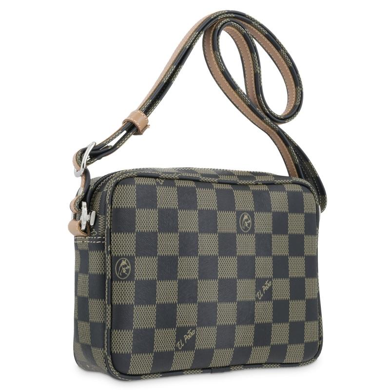 El potro Bolso bandolera pequeña mujer en lona color negro-Chess Envío gratis