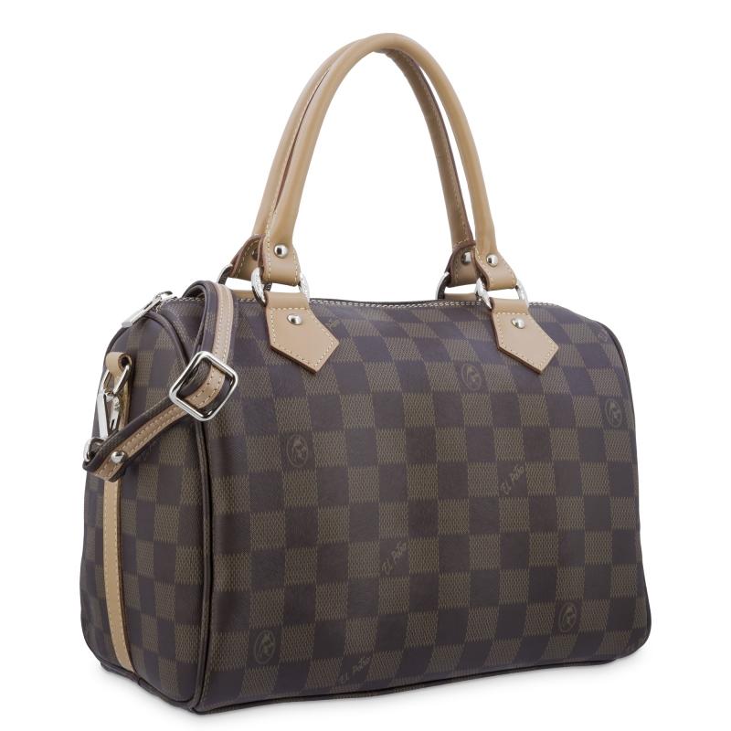 El potro Bolso Bowling con asa extensible en lona y piel vacuno color marrón - Chess Solo queda un día