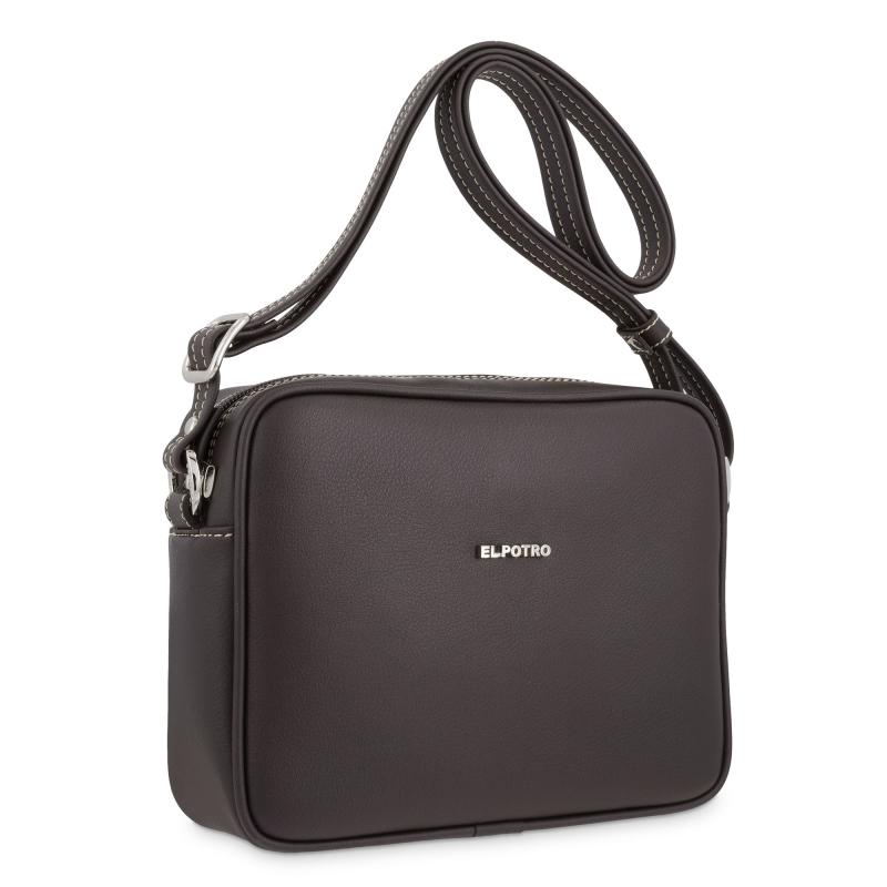 El potro Bolso bandolera pequeña mujer en lona color marrón-Angula Última moda