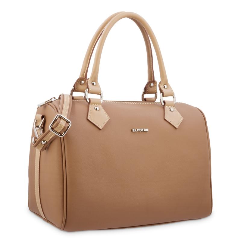 El potro Bolso Bowling con asa extensible color cuero-Angula Ofertas especiales