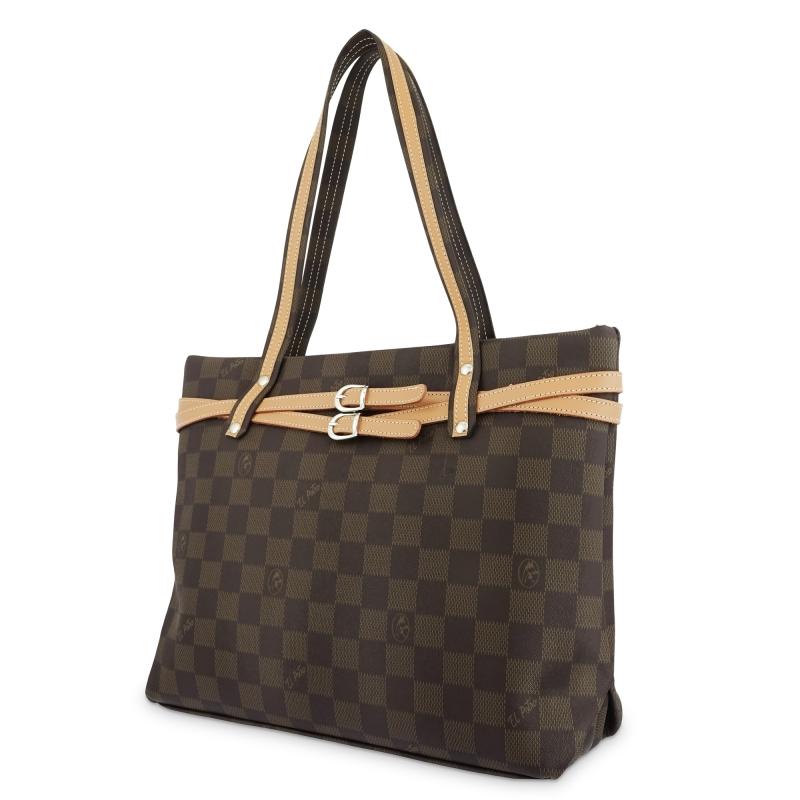 El potro Bolso Tote mujer en lona y piel vacuno color marrón -Chess Tienda