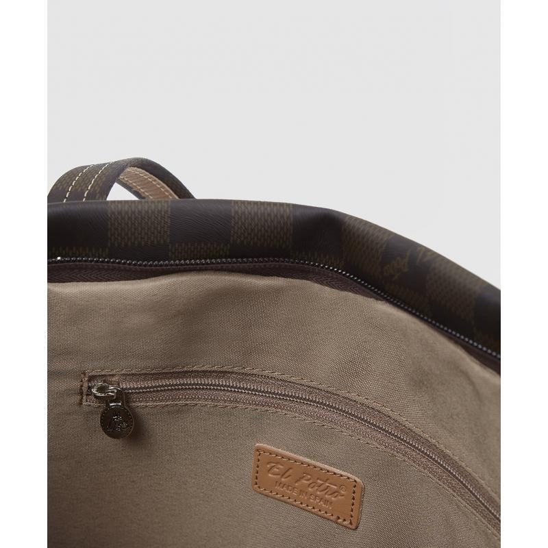 El potro Bolso Tote mujer en lona y piel vacuno color marrón -Chess Tienda