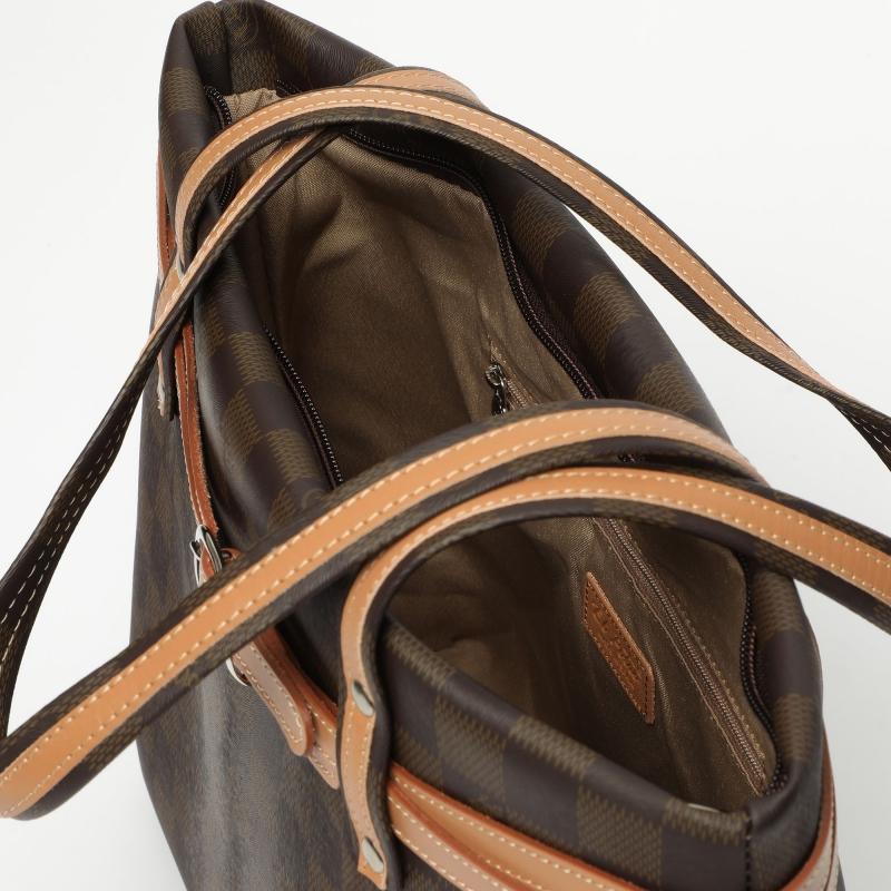 El potro Bolso Tote mujer en lona y piel vacuno color marrón -Chess Tienda