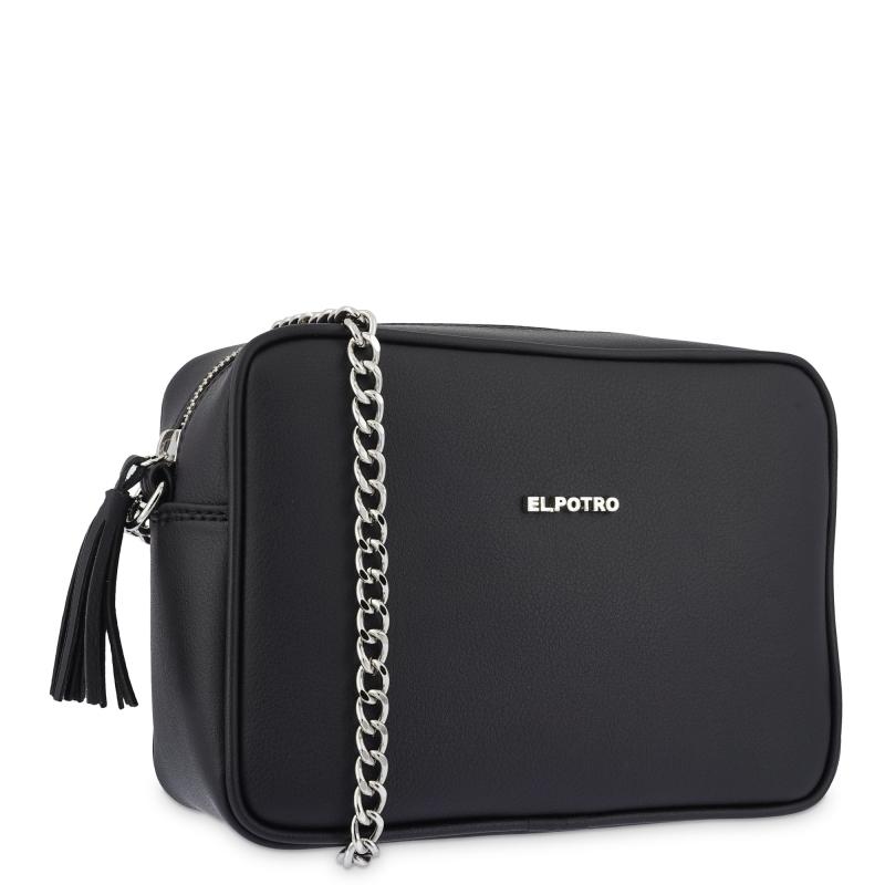 El potro Bolso Bandolera mujer en lona color negro - Angula Rebajas top