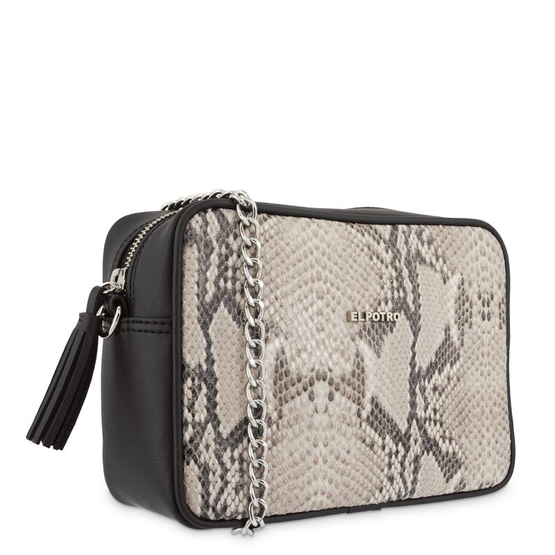El potro Bolso Bandolera mujer en lona color negro - Serpiente Oferta especial