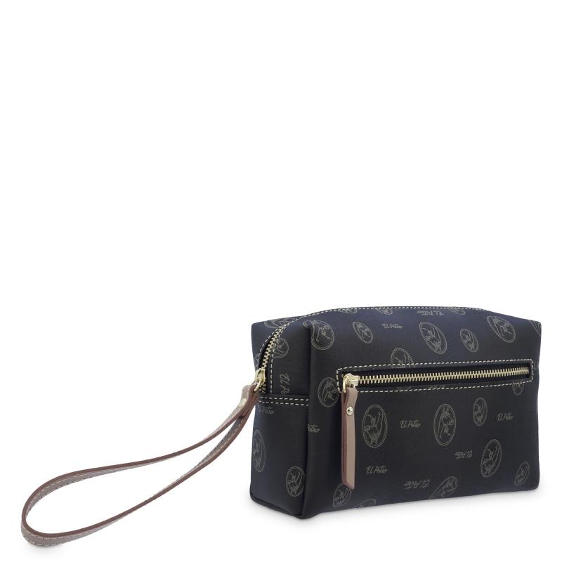 El potro Bolsa monedero grande mujer en lona y piel vacuno color negro - Vintage Ofertas de temporada