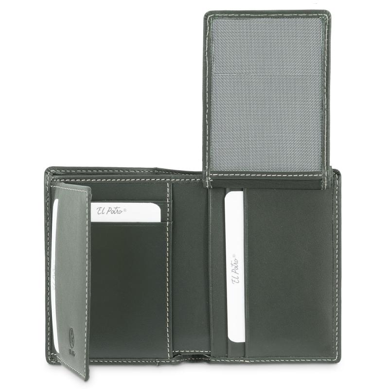 El potro Cartera tarjetero de hombre en piel vacuno verde Urban-E L P O T R O Venta caliente