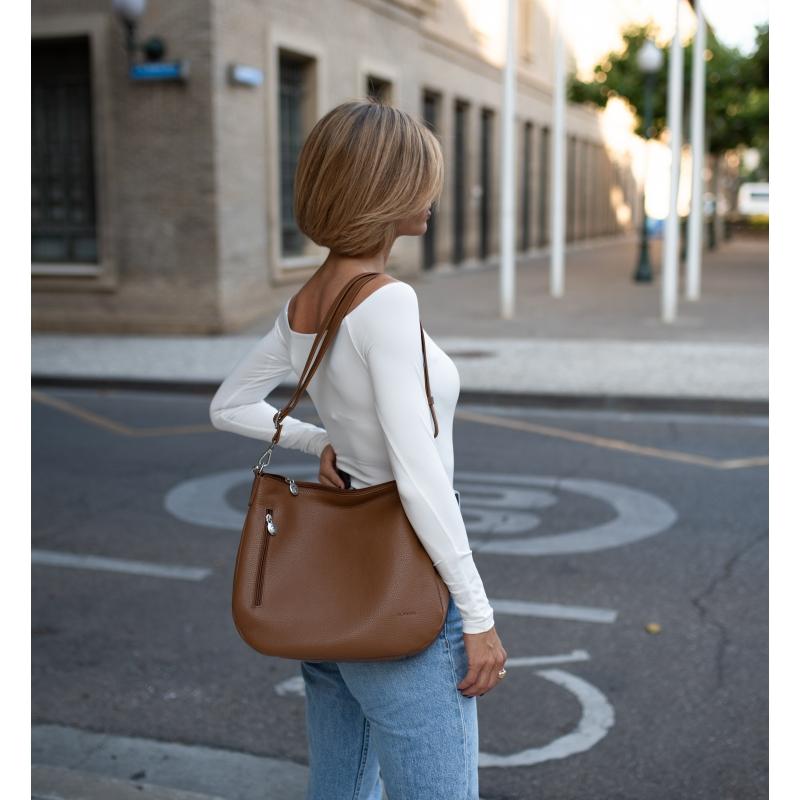 El potro Bolso Hobo mujer en piel vacuno color cuero - Floater ÚLTIMAS EDICIONES