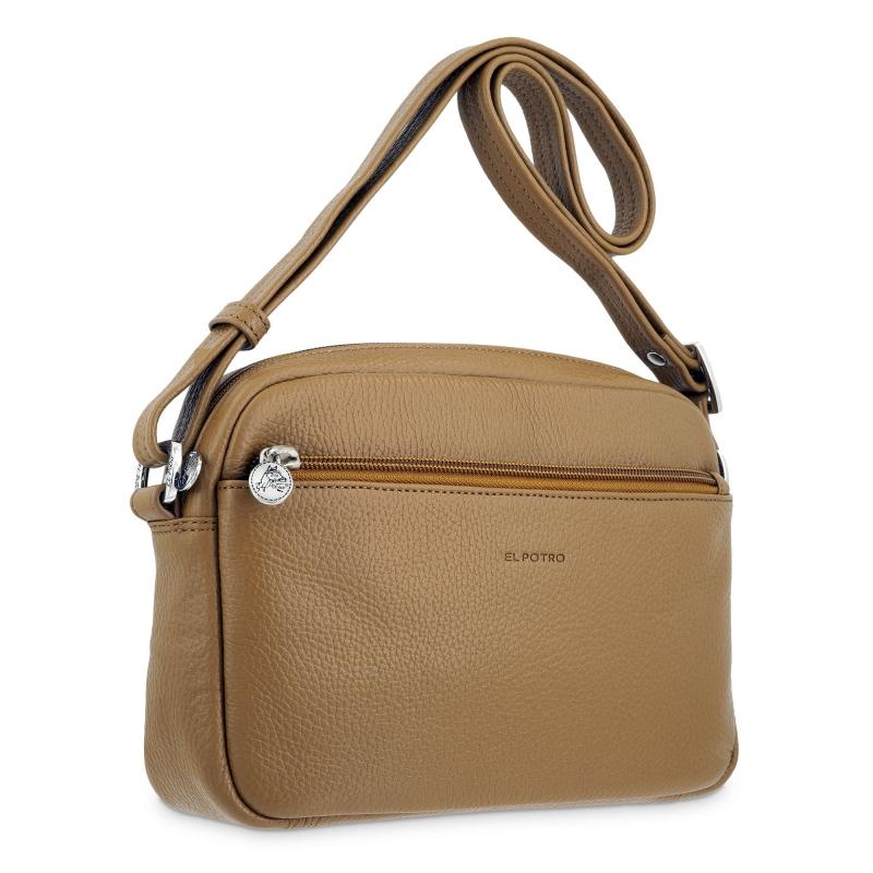 El potro Bolso bandolera mediano 3 cremalleras en piel vacuno color cuero - Floater Precio de fábrica