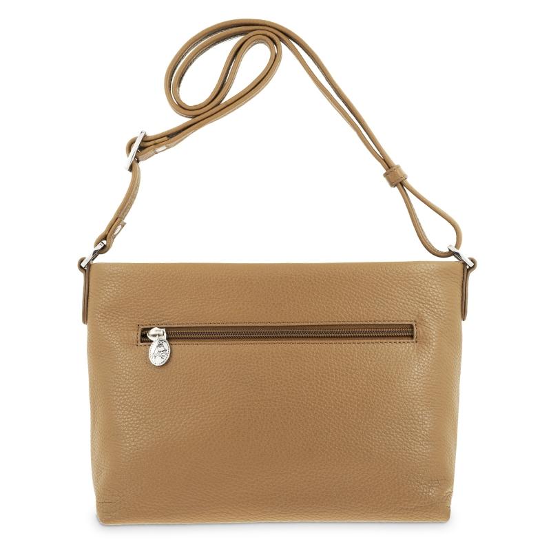 El potro Bolso suave bandolera de 3 cremalleras mujer en piel vacuno color cuero- Floater Promoción por tiempo limitado