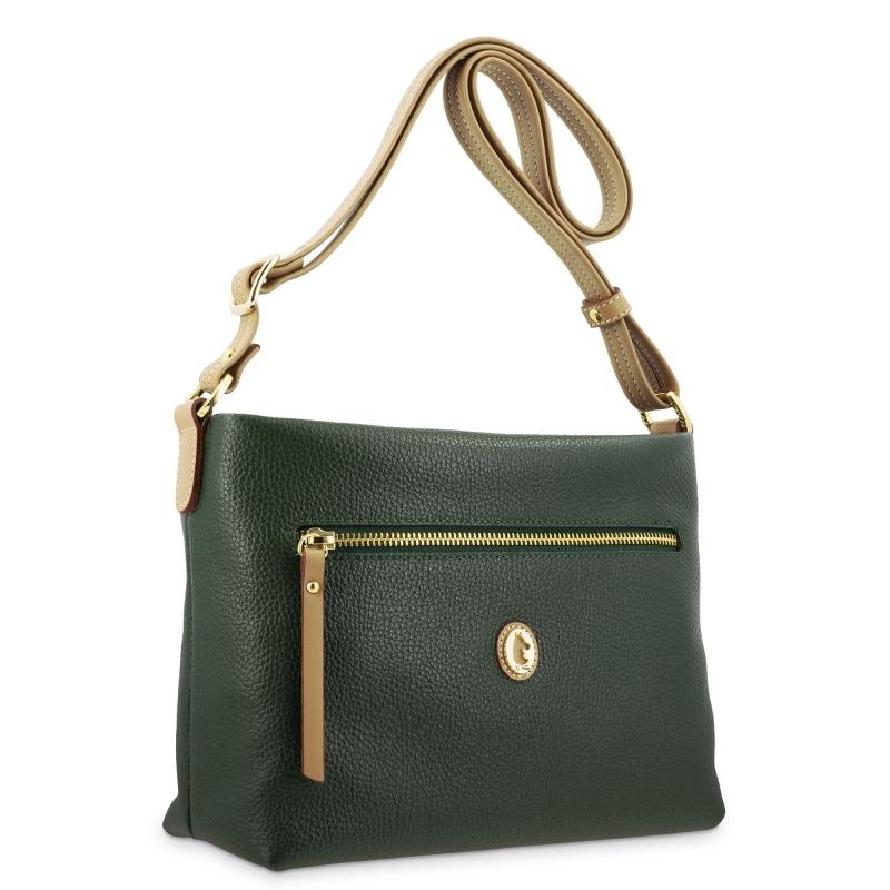 El potro Bolso bandolera de mujer en piel vacuno color verde - Oasis Liquidación