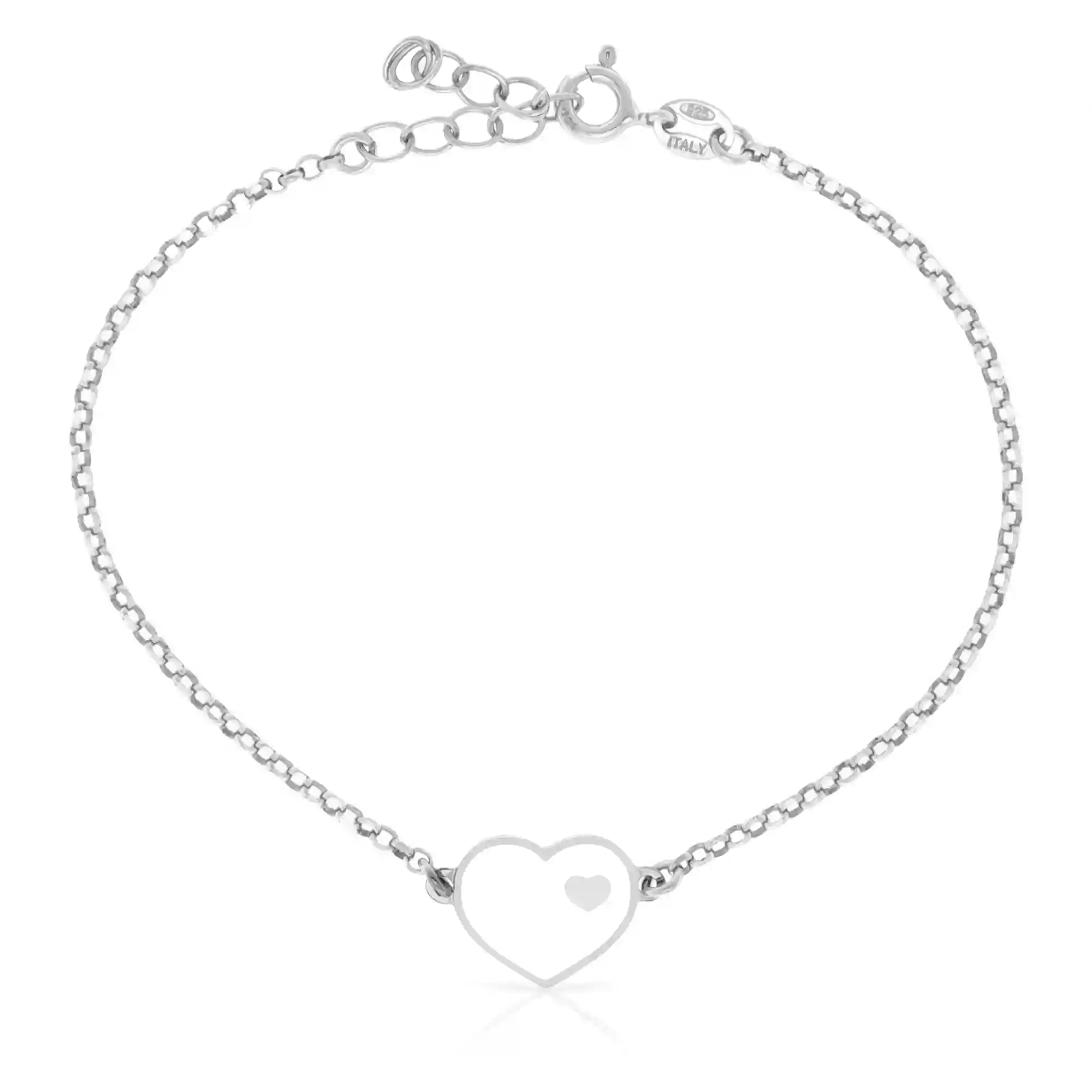 Firenze artegiani Pulsera de Plata de Ley 925 con forma exterior de corazón