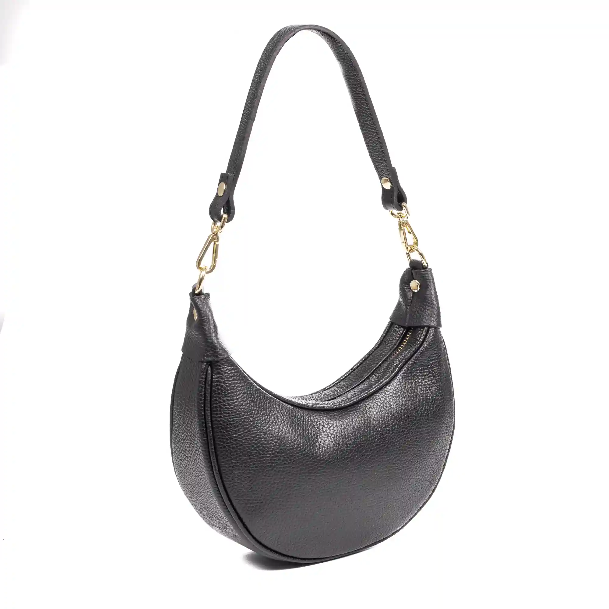 Firenze artegiani Asís bolso bandolera y mano de piel auténtica acabado dollaro con diseño en media luna En oferta